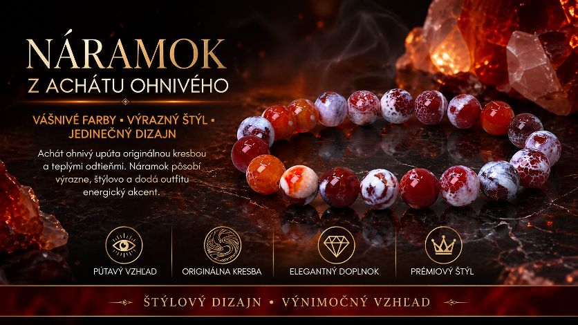 Achát ohnivý náramok 10 mm